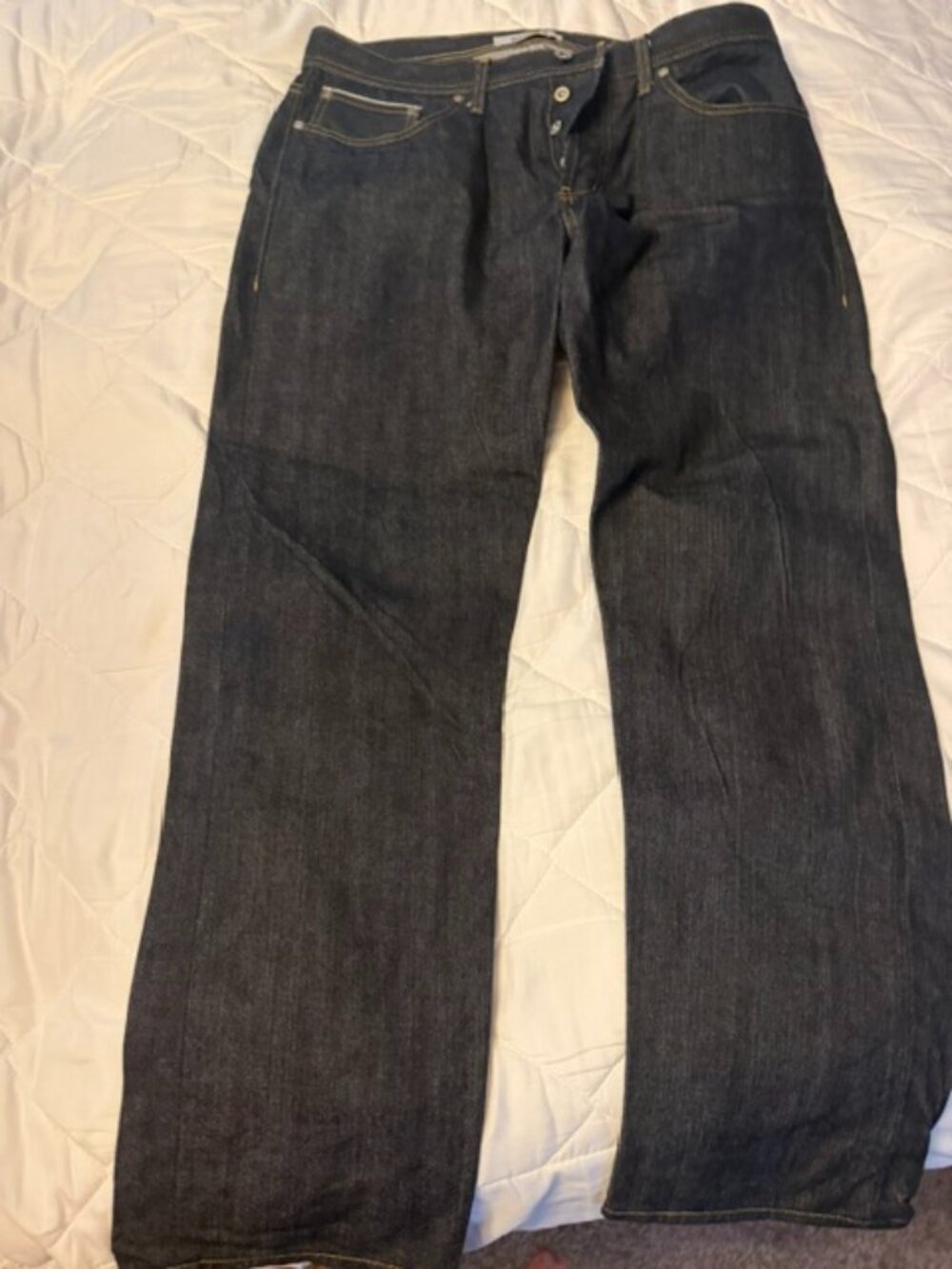 Gustin 469 Selvedge Button Fly Jeans Straight Fit Raw Finish Men's Size 36x31